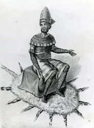 Kazembe, oder König von Lunda, südlich des Mweru-Sees
