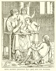 König Alfred (regierte 871-901) und seine Mutter