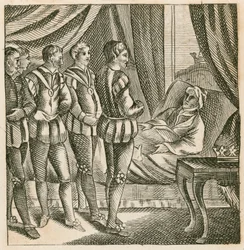 König Heinrich V. übergibt sein Testament an den Herzog von Bedford