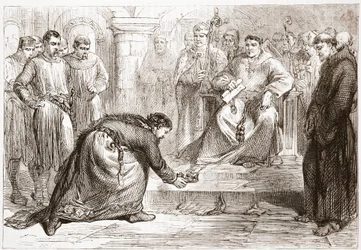 König Johann und der Legat des Papstes, Illustration aus Die Geschichte des Protestantismus von James Aitken Wylie, veröffentlicht 1878