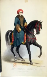 Lady Hester Lucy Stanhope (1776-1839) in arabischer Kleidung, Illustration aus ihren Memoiren, London, 1845