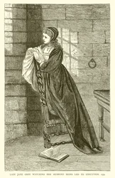 Lady Jane Grey beobachtet, wie ihr Ehemann zur Hinrichtung geführt wird, 1554
