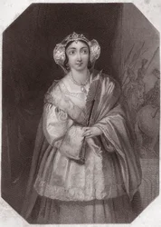 Lady Percy (Heinrich IV) - aus „Galerie der Frauen von Shakespeare“, Sammlung von fünfundvierzig ernsthaften Porträts von frühen Londoner Künstlern, bereichert mit kritischen und literarischen Hinweisen, ca. 1838
