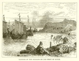 Landung der Normannen an der Küste Siziliens