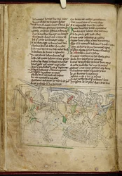 Lansdowne 782 f.26v Eine Schlacht zwischen berittenen Rittern, aus 