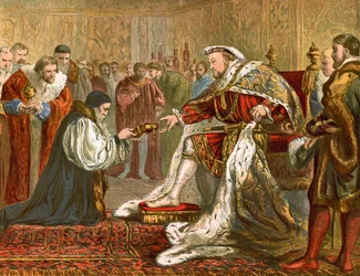 Latimer überreicht Heinrich VIII. die Bibel