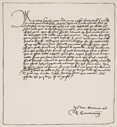 Brief von Cranmer an Cromwell, in dem er ihm für die Erlangung der königlichen Autorität für Matthews englische Bibel dankt, 1537, aus Die Kirche von England: Eine Geschichte für das Volk von H.D.M. Spence-Jones, veröffentlicht um 1910