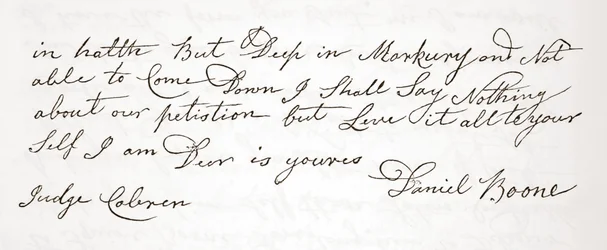 Brief von Daniel Boone an Richter John Cobren, Original datiert 5. Oktober 1809