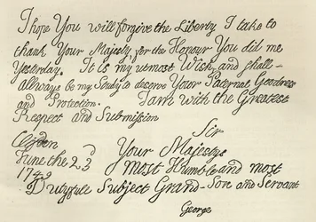 Brief von George III. an seinen Großvater den König, 23. Juni 1749, veröffentlicht in 