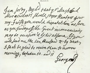 Brief von George II. an den Herzog von Newcastle, 1759, veröffentlicht in 