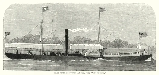 Livingstones Dampfschiff, die "Ma-Robert" (farbiger Stich)
