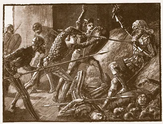 Llewelyns letzter Kampf, Illustration aus Cassells Illustrierter Geschichte Englands