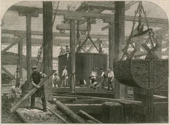 London, Chatham und Dover Eisenbahnbrückenarbeiten bei Blackfriars