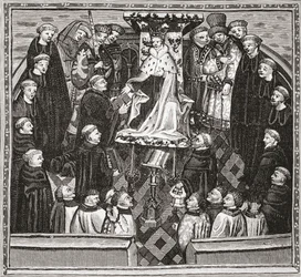 Lydgate überreicht sein Buch König Heinrich V., aus 