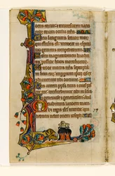 MS 1-2005, fol. 116v: Im Kessel, Randdekoration aus dem Macclesfield Psalter, Use of Sarum, Ostanglien, um 1330