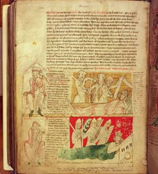 MS CCC 157 p.382 Die Träume von König Heinrich I. in der Normandie im Jahr 1130, aus der Worcester Chronicle, ca. 1130-40