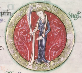 MS Hunter 229 f.4v Jungfrau, aus dem Hunterian Psalter, ca. 1170 (Detail)