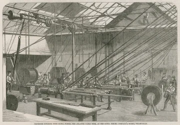 Maschinen zur Ummantelung des Atlantikkabels mit Guttapercha