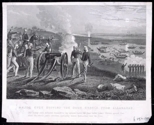 Major Eyre vertreibt die Oude-Rebellen aus Allahabad, veröffentlicht von The London Printing and Publishing Company Limited, 1857