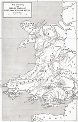 Karte zur Veranschaulichung der walisischen Kriege von Wilhelm Rufus und Heinrich I., aus 