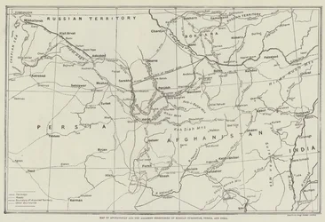 Karte von Afghanistan und den angrenzenden Gebieten von Russisch-Turkestan, Persien und Indien