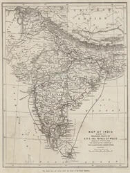 Karte von Indien mit der vorgeschlagenen Route von HRH dem Prinzen von Wales (Gravur)