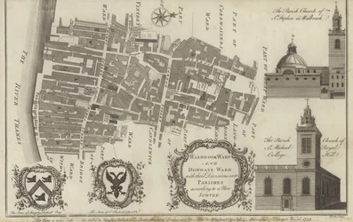 Karte des Walbrook Ward und Dowgate Ward, London