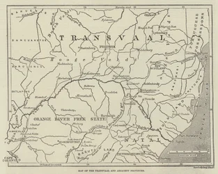 Karte des Transvaal und angrenzender Provinzen
