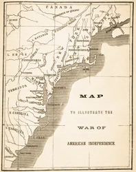 Karte zur Veranschaulichung des Amerikanischen Unabhängigkeitskrieges, aus „The National and Domestic History of England“ von William Hickman Smith Aubrey (1858-1916), veröffentlicht in London, um 1890