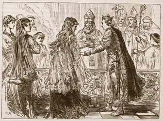 Heirat von Heinrich I. und Matilda, Illustration aus Cassells Illustrierter Geschichte Englands