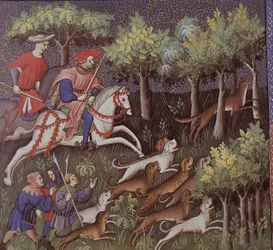 Mittelalterliche Aristokraten jagen Füchse