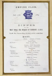Menü vom Empire Club, 17. März 1884