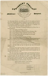 Middlesex Hospital. Hundertjahrfeier