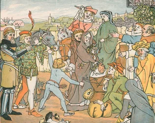 Der Wirt versammelt die Canterbury-Pilger