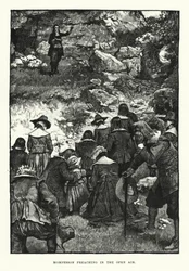 Mompesson predigt im Freien (Gravur)