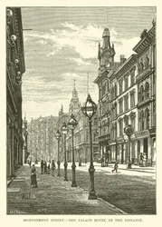 Montgomery Street, das Palace Hotel in der Ferne