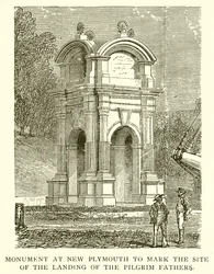 Denkmal in New Plymouth zur Markierung des Landeplatzes der Pilgerväter