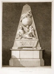 Denkmal für Sir Isaac Newton in der Westminster Abbey, Illustration aus David Humes The History of England, veröffentlicht von R. Bowyer, London, 1812