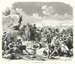 Mose schlägt den Felsen (Gravur)