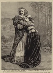 Mr. Irving und Miss Isabel Bateman in "Richelieu" am Lyceum Theatre (Gravur)