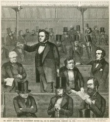 Mr. John Bright lehnt das Regierungsreformgesetz bei seiner Einführung am 28. Februar 1859 ab