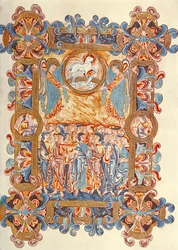 Ms 274 (Y-6) fol.158 Die Menge, die das Lamm anbetet, aus dem Missale von Robert von Jumièges, ca. 1016