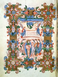 Ms 274 (Y-6) fol.81v Die Himmelfahrt Christi, aus dem Messbuch von Robert von Jumieges, ca. 1016