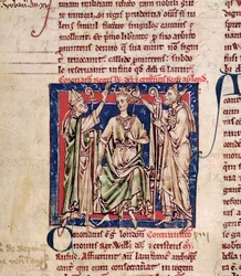 Ms 6712 (A.6.89) fol.126v Wilhelm II. (ca. 1057-1100), Miniatur aus Flores Historiarum, von Matthew Paris, 1250-52