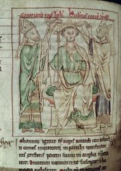 Ms 6712 (A.6.89) fol.144v König Johann (1167-1216), Miniatur aus Flores Historiarum, von Matthew Paris, 1250-52