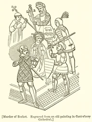 Mord an Becket. Graviert nach einem alten Gemälde in der Kathedrale von Canterbury