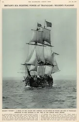 Nelsons Victory: ein Modell des 100-Kanonen-Schiffs, in dem er bei Trafalgar kämpfte und starb, aus The Illustrated London News Royal Naval and Military Review, 20. Juli 1935