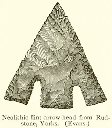 Neolithischer Feuersteinpfeilkopf aus Rudstone, Yorks. (Evans)