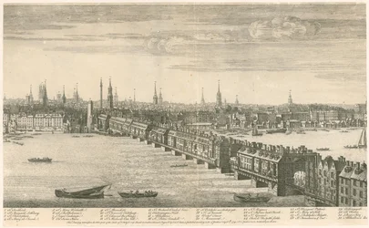 Alte London Bridge - Bucks Ansicht 1749