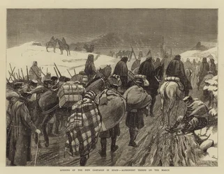 Eröffnung der neuen Kampagne in Spanien, Alphonsistische Truppen auf dem Marsch